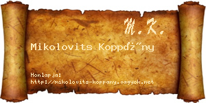 Mikolovits Koppány névjegykártya